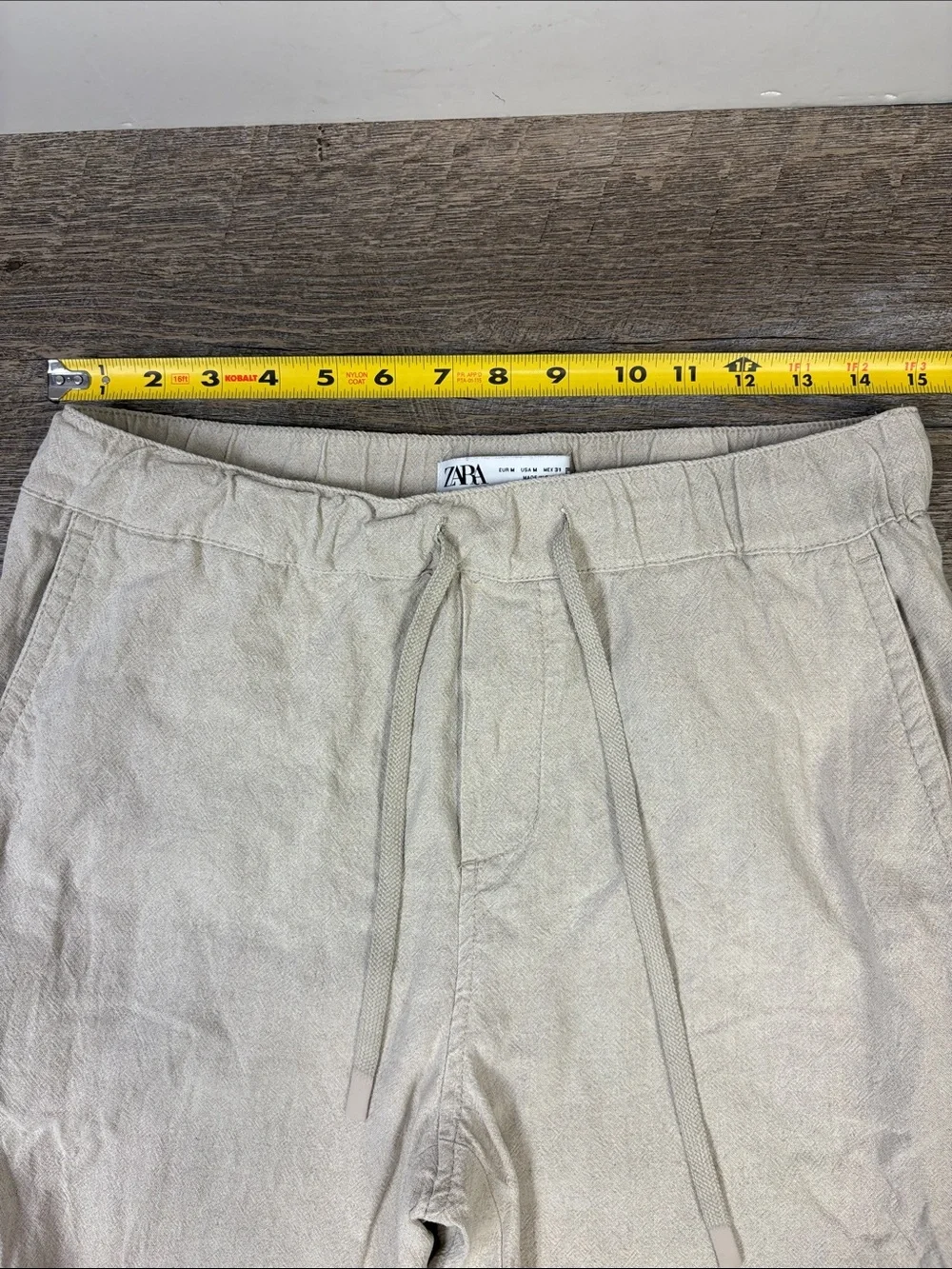 Zara Linen Blend Drawstring Jogger Pants Beige Men’s Medium